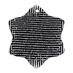 Black And White Abstract Grunge Stripes Snowflake Ornament (two Sides) by SpinnyChairDesigns