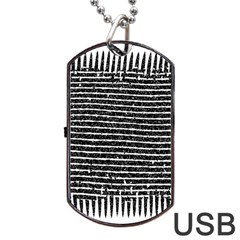 Black And White Abstract Grunge Stripes Dog Tag Usb Flash (one Side) by SpinnyChairDesigns