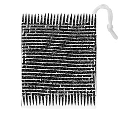 Black And White Abstract Grunge Stripes Drawstring Pouch (4xl) by SpinnyChairDesigns