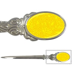 Bright Yellow Gold Paisley Pattern Letter Opener by SpinnyChairDesigns