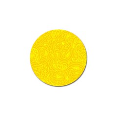 Bright Yellow Gold Paisley Pattern Golf Ball Marker by SpinnyChairDesigns