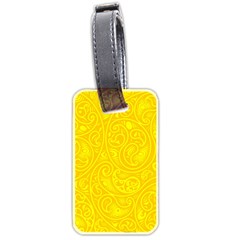 Bright Yellow Gold Paisley Pattern Luggage Tag (two Sides) by SpinnyChairDesigns