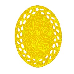 Bright Yellow Gold Paisley Pattern Ornament (oval Filigree) by SpinnyChairDesigns