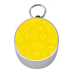 Bright Yellow Gold Paisley Pattern Mini Silver Compasses by SpinnyChairDesigns