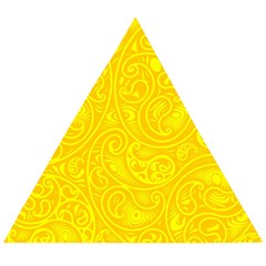 Bright Yellow Gold Paisley Pattern Wooden Puzzle Triangle by SpinnyChairDesigns