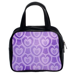 Purple Hearts Pattern Classic Handbag (two Sides) by SpinnyChairDesigns