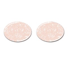 Barely There White Paisley Pattern Cufflinks (oval) by SpinnyChairDesigns