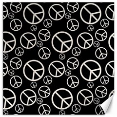 Black And White Peace Symbols Canvas 12  X 12  by SpinnyChairDesigns