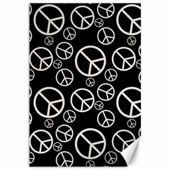 Black And White Peace Symbols Canvas 12  X 18  by SpinnyChairDesigns