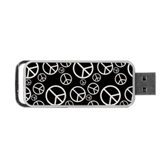 Black And White Peace Symbols Portable Usb Flash (one Side) by SpinnyChairDesigns
