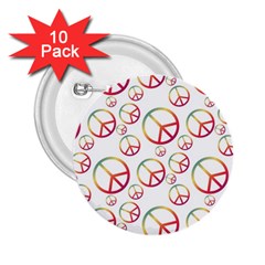 Colorful Rainbow Peace Symbols 2 25  Buttons (10 Pack)  by SpinnyChairDesigns