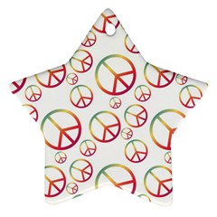 Colorful Rainbow Peace Symbols Star Ornament (two Sides) by SpinnyChairDesigns