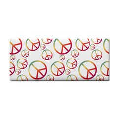 Colorful Rainbow Peace Symbols Hand Towel by SpinnyChairDesigns