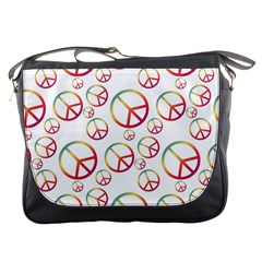 Colorful Rainbow Peace Symbols Messenger Bag by SpinnyChairDesigns