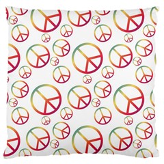 Colorful Rainbow Peace Symbols Large Cushion Case (two Sides) by SpinnyChairDesigns