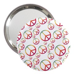 Colorful Rainbow Peace Symbols 3  Handbag Mirrors by SpinnyChairDesigns