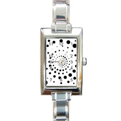 Abstract Black And White Polka Dots Rectangle Italian Charm Watch by SpinnyChairDesigns