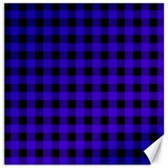 Dark Blue Black Buffalo Plaid Canvas 20  X 20  by SpinnyChairDesigns