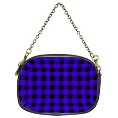 Dark Blue Black Buffalo Plaid Chain Purse (one Side) by SpinnyChairDesigns