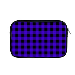 Dark Blue Black Buffalo Plaid Apple Macbook Pro 13  Zipper Case by SpinnyChairDesigns