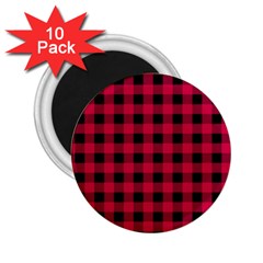 Dark Pink Black Buffalo Plaid 2 25  Magnets (10 Pack)  by SpinnyChairDesigns