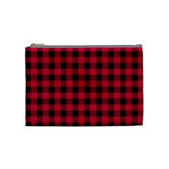 Dark Pink Black Buffalo Plaid Cosmetic Bag (medium) by SpinnyChairDesigns