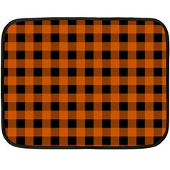 Orange Black Buffalo Plaid Fleece Blanket (mini) by SpinnyChairDesigns