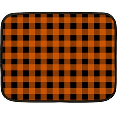 Orange Black Buffalo Plaid Double Sided Fleece Blanket (mini)  by SpinnyChairDesigns