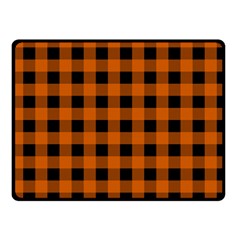 Orange Black Buffalo Plaid Fleece Blanket (small) by SpinnyChairDesigns