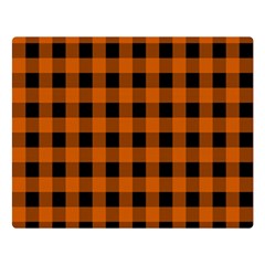 Orange Black Buffalo Plaid Double Sided Flano Blanket (large)  by SpinnyChairDesigns