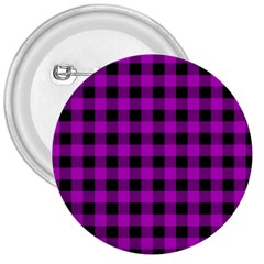 Purple Black Buffalo Plaid 3  Buttons by SpinnyChairDesigns