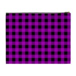 Purple Black Buffalo Plaid Cosmetic Bag (XL) Back