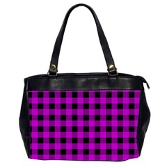 Purple Black Buffalo Plaid Oversize Office Handbag (2 Sides) by SpinnyChairDesigns