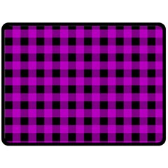 Purple Black Buffalo Plaid Fleece Blanket (large)  by SpinnyChairDesigns