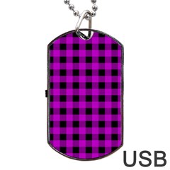 Purple Black Buffalo Plaid Dog Tag Usb Flash (two Sides) by SpinnyChairDesigns