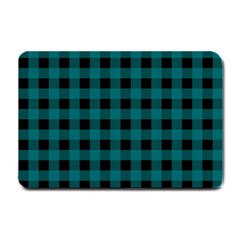 Teal Black Buffalo Plaid Small Doormat  by SpinnyChairDesigns