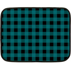 Teal Black Buffalo Plaid Fleece Blanket (mini) by SpinnyChairDesigns