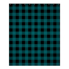 Teal Black Buffalo Plaid Shower Curtain 60  X 72  (medium)  by SpinnyChairDesigns