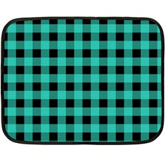 Turquoise Black Buffalo Plaid Double Sided Fleece Blanket (mini)  by SpinnyChairDesigns