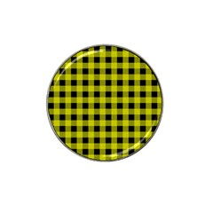 Yellow Black Buffalo Plaid Hat Clip Ball Marker by SpinnyChairDesigns