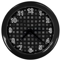 Abstract Black Checkered Pattern Wall Clock (black) by SpinnyChairDesigns