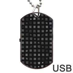 Abstract Black Checkered Pattern Dog Tag Usb Flash (one Side) by SpinnyChairDesigns