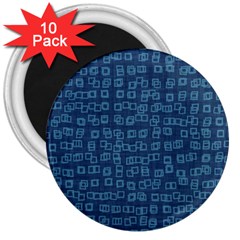 Blue Abstract Checks Pattern 3  Magnets (10 Pack)  by SpinnyChairDesigns