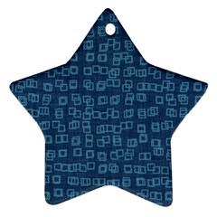 Blue Abstract Checks Pattern Star Ornament (two Sides) by SpinnyChairDesigns