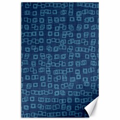 Blue Abstract Checks Pattern Canvas 24  X 36  by SpinnyChairDesigns