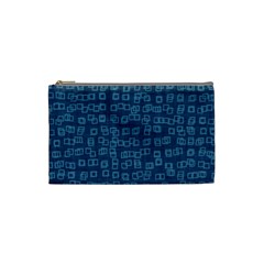 Blue Abstract Checks Pattern Cosmetic Bag (small) by SpinnyChairDesigns