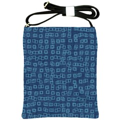 Blue Abstract Checks Pattern Shoulder Sling Bag by SpinnyChairDesigns