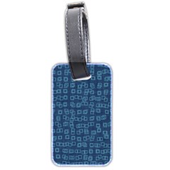 Blue Abstract Checks Pattern Luggage Tag (two Sides) by SpinnyChairDesigns