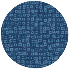 Blue Abstract Checks Pattern Wooden Puzzle Round by SpinnyChairDesigns