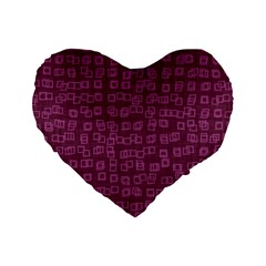 Plum Abstract Checks Pattern Standard 16  Premium Heart Shape Cushions by SpinnyChairDesigns